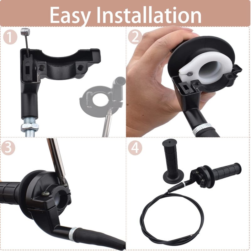 LAXEEM Twist Throttle Accelerator Handle Grips and Cable Set for 7/8" 50cc 150cc 250cc Mini Bike ATV Quad Pit Bike Dirtbike (22mm) - Image 3